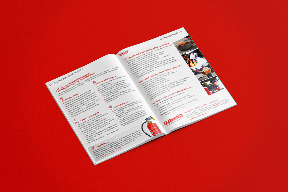 mediadesign linke portfolio - Gestaltung eines Newsletters / Din A4 Broschüre für Brandschutz Dortmund