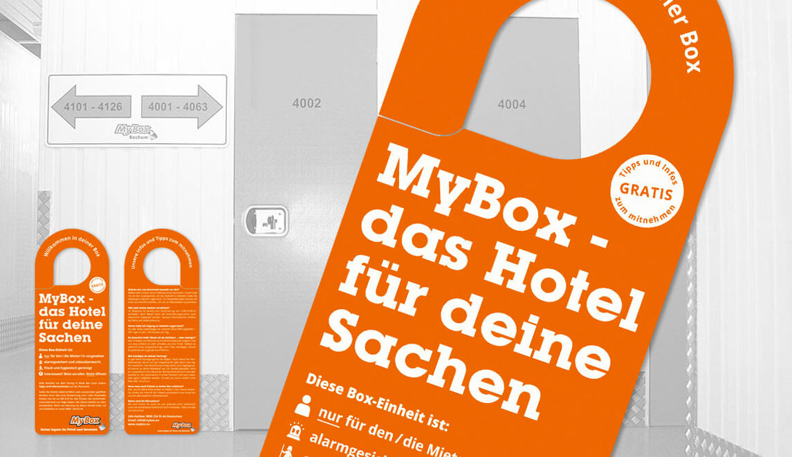 mediadesign linke - MyBox Bochum - Umsetzung von Türanhängern / Türschilder