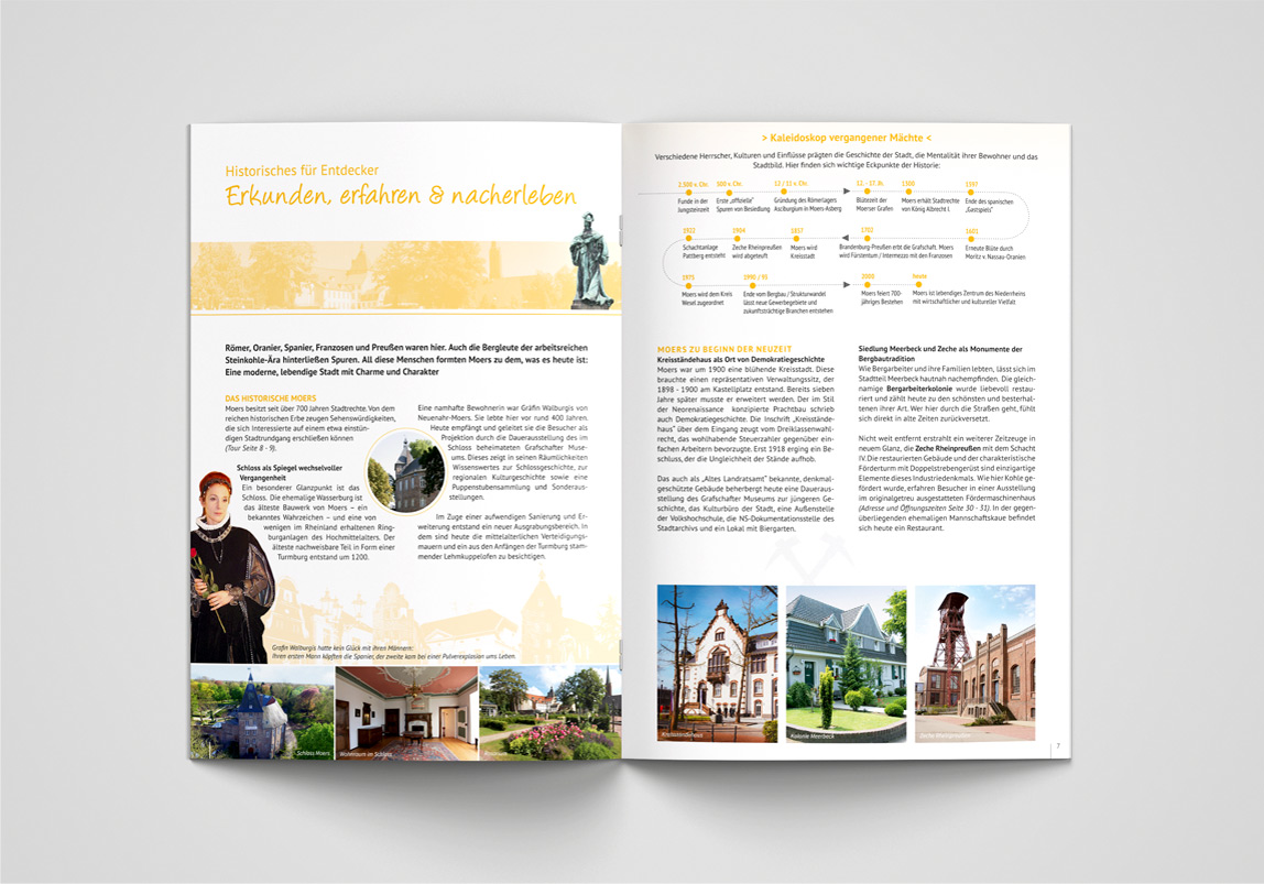 Gestaltung und Design eines Informationsfaltblatt Baumkreisroute des Landschaftspark Niederrhein, 16-seitig gefaltet