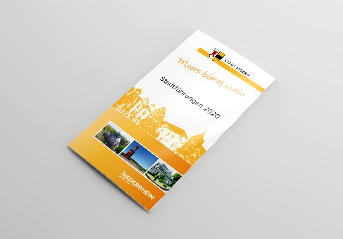 Gestaltung und Design einer Imagebroschüre für den Landschaftspark Niederrhein, 12-seitig im A4-Format sowie Ansicht der Innenseiten dieser