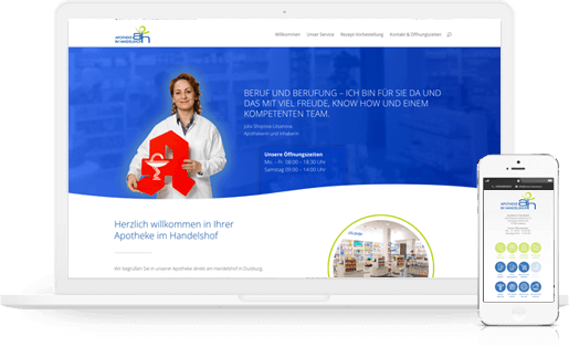 mediadesign linke - webdesign, Umsetzung und Programmierung für die Apotheke im Handelshof Duisburg