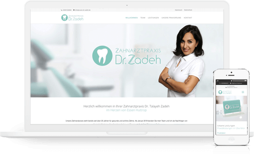 mediadesign linke - webdesign, Umsetzung und Programmierung für die Zahnarztpraxis Dr. Zadeh in Essen