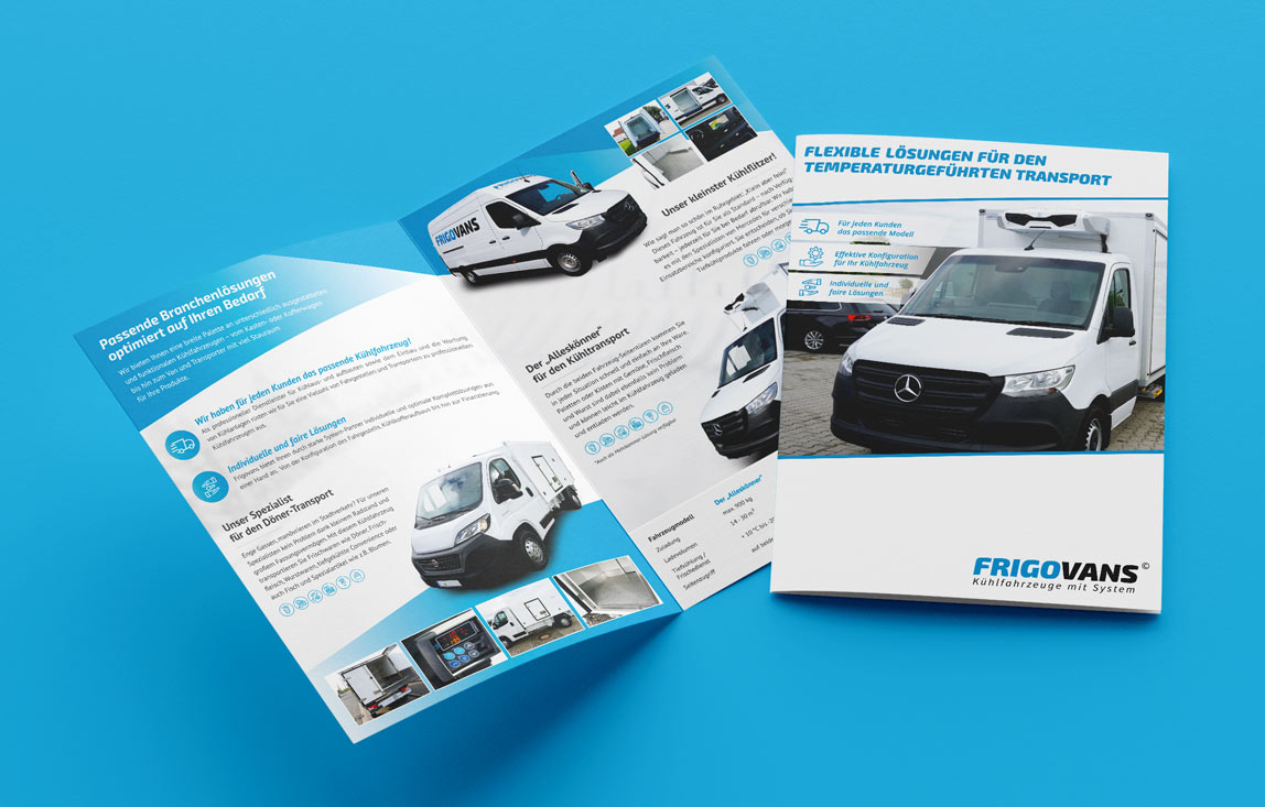 mediadesign linke - Portfolio - Flyer für Frigovans Kühltransporter und Kühlfahrzeuge