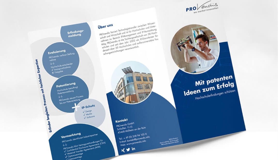 mediadesign linke portfolio - PROvendis GmbH Mülheim - Flyer Gestaltung und Layout