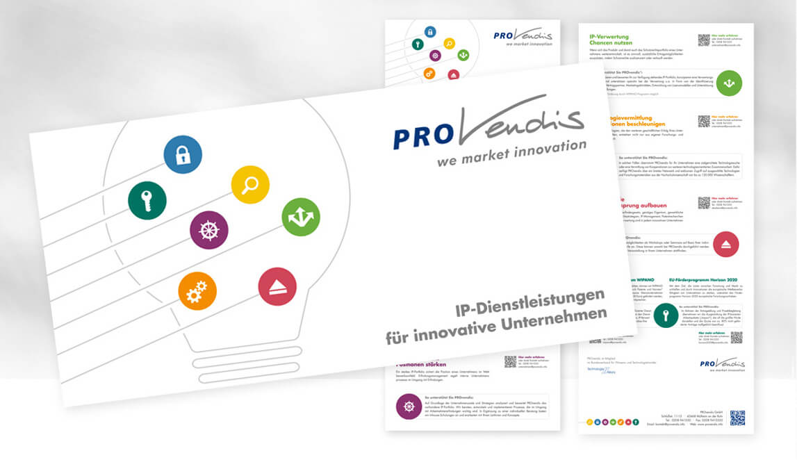 mediadesign linke portfolio - PROvendis GmbH Mülheim - Gestaltung eines Flyer / Informationsträger
