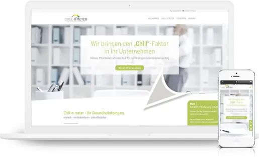 mediadesign linke portfolio - webdesign für Chillometer.de - der Gesundheitskompass für Mitarbeiter / Mitarbeiterbefragungen
