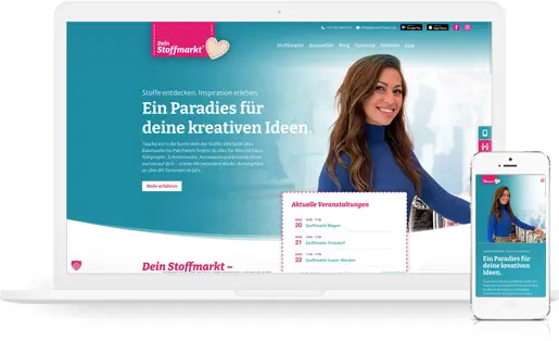 mediadesign linke portfolio - webdesign für Dein Stoffmarkt - Spezialmarkt für Stoffe und Nähen 