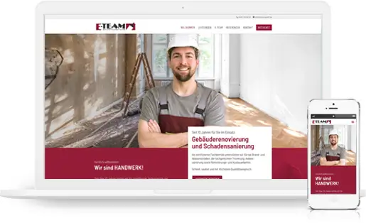 mediadesign linke portfolio - webdesign für E-Team Malerfachbetrieb in Salzgitter